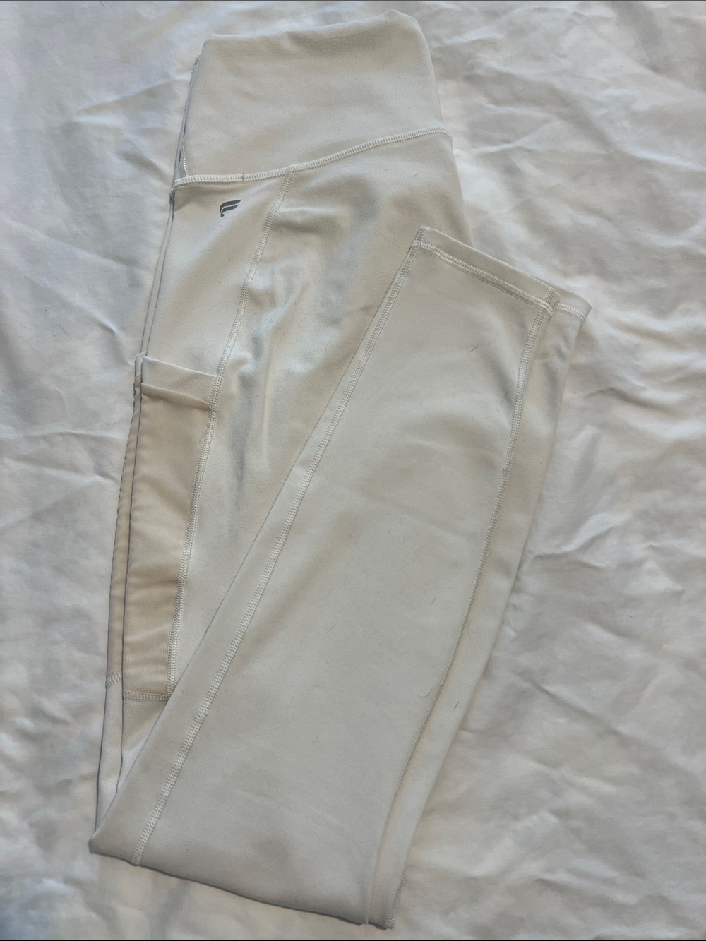 Fabletics White Power Hold Leggings with Mesh Side Pocket